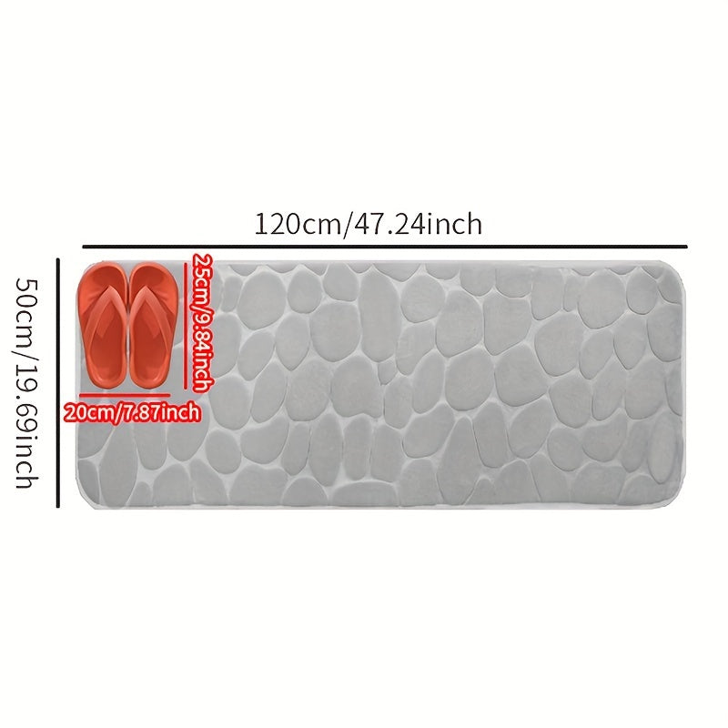 1pc Cobblestone Pattern Bath Rug, Soft Non-Slip Quick Dry Bath Mat, Water Absorbent Shower Carpet For home, Bathroom Accessories, Bathroom Decor, Bathroom decorations, kitchen Area Rugs, Laundry, bedrooom, shower, indoor mat