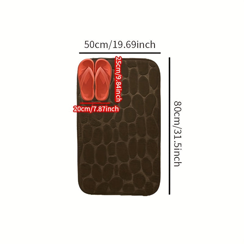 1pc Cobblestone Pattern Bath Rug, Soft Non-Slip Quick Dry Bath Mat, Water Absorbent Shower Carpet For home, Bathroom Accessories, Bathroom Decor, Bathroom decorations, kitchen Area Rugs, Laundry, bedrooom, shower, indoor mat