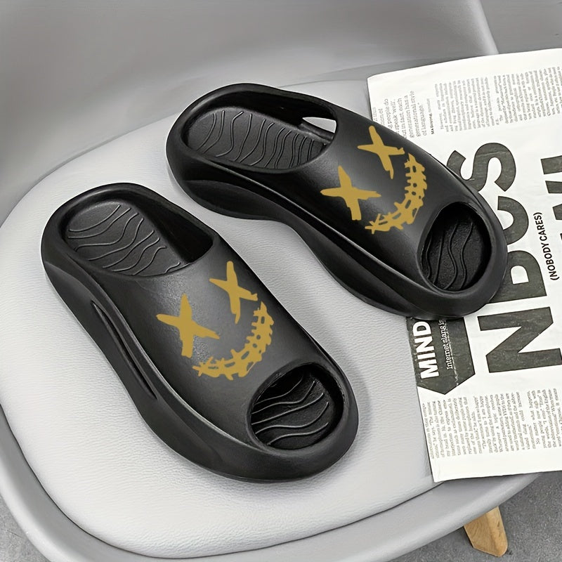Men's Cloud Slides, Casual Non Slip Slippers, Open Toe Shoes For Indoor Outdoor Beach Shower, Spring And Summer
