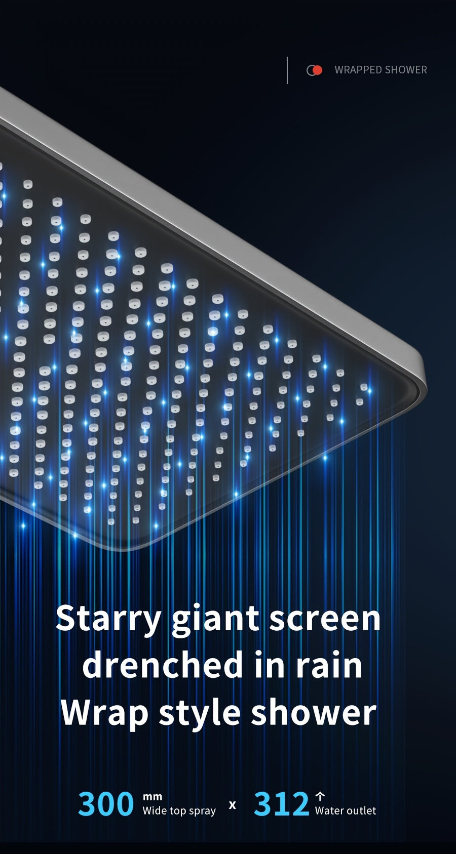 Aluminum Handheld Showerhead with Digital Temperature Display, Wall Mount Square Rainfall Shower Set with Hydroelectric Power, Ambient Lighting, Painted Finish - Water Saving, Increased Pressure Bath Set