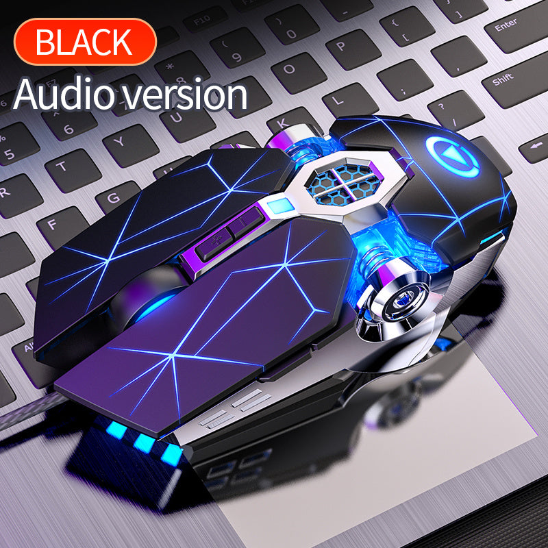 [Silvery Gaming Mouse] Silent Wired Mouse for E-Sports Gaming, Silvery Carved | Macro for Desktops and Laptops, Sound Chicken-Eating Mouse