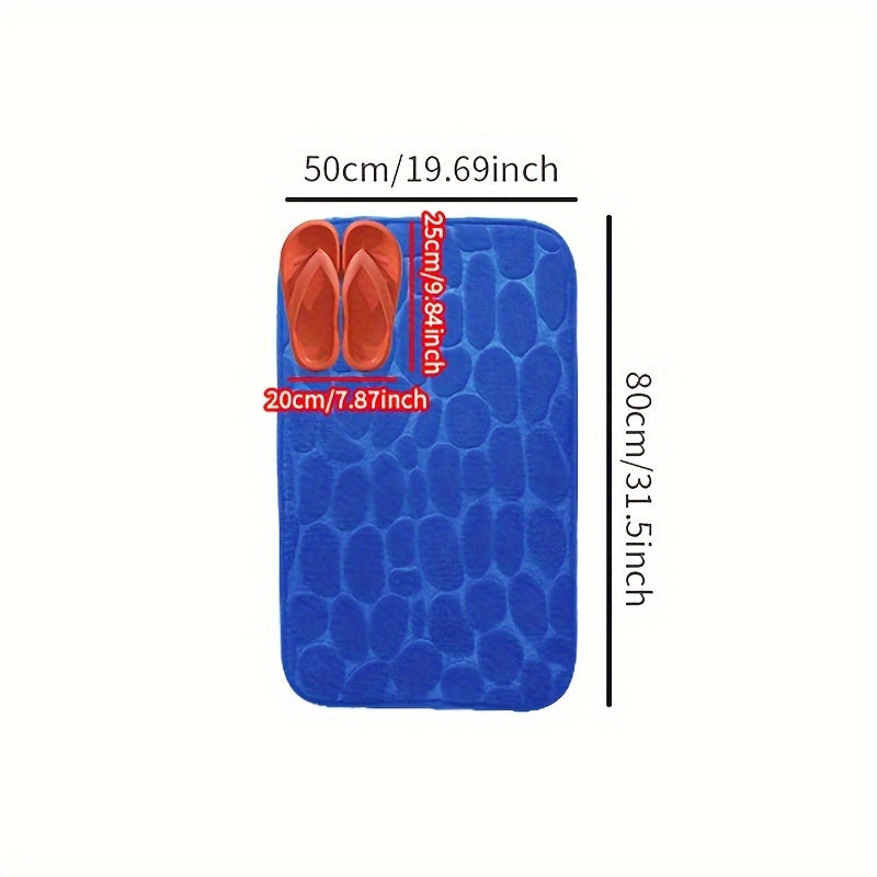 1pc Cobblestone Pattern Bath Rug, Soft Non-Slip Quick Dry Bath Mat, Water Absorbent Shower Carpet For home, Bathroom Accessories, Bathroom Decor, Bathroom decorations, kitchen Area Rugs, Laundry, bedrooom, shower, indoor mat