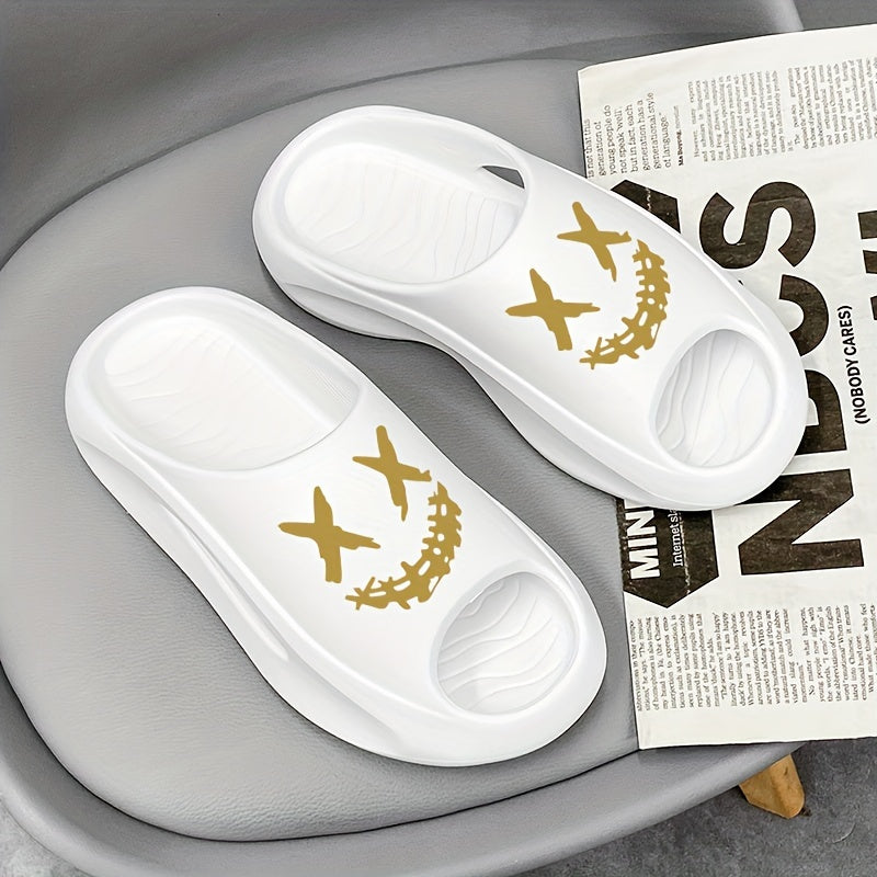 Men's Cloud Slides, Casual Non Slip Slippers, Open Toe Shoes For Indoor Outdoor Beach Shower, Spring And Summer