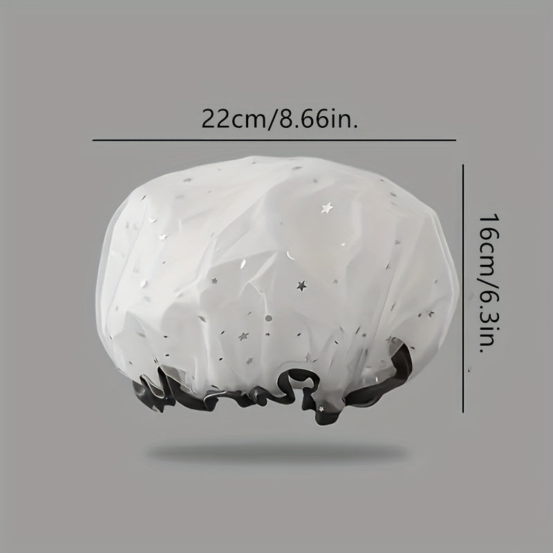 Double Star Shower Cap, Suitable for Long, Short And Curly Hair, Reusable, Ideal for Women, Bathroom Accessories