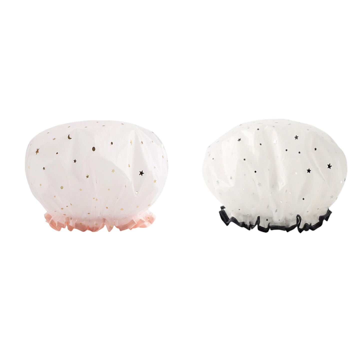Double Star Shower Cap, Suitable for Long, Short And Curly Hair, Reusable, Ideal for Women, Bathroom Accessories