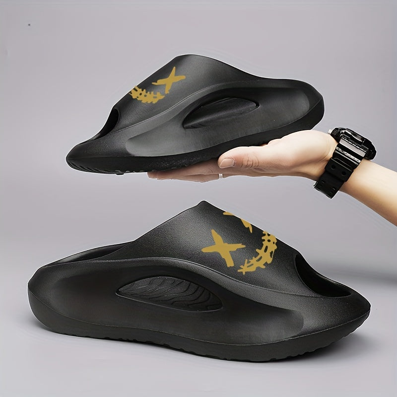 Men's Cloud Slides, Casual Non Slip Slippers, Open Toe Shoes For Indoor Outdoor Beach Shower, Spring And Summer