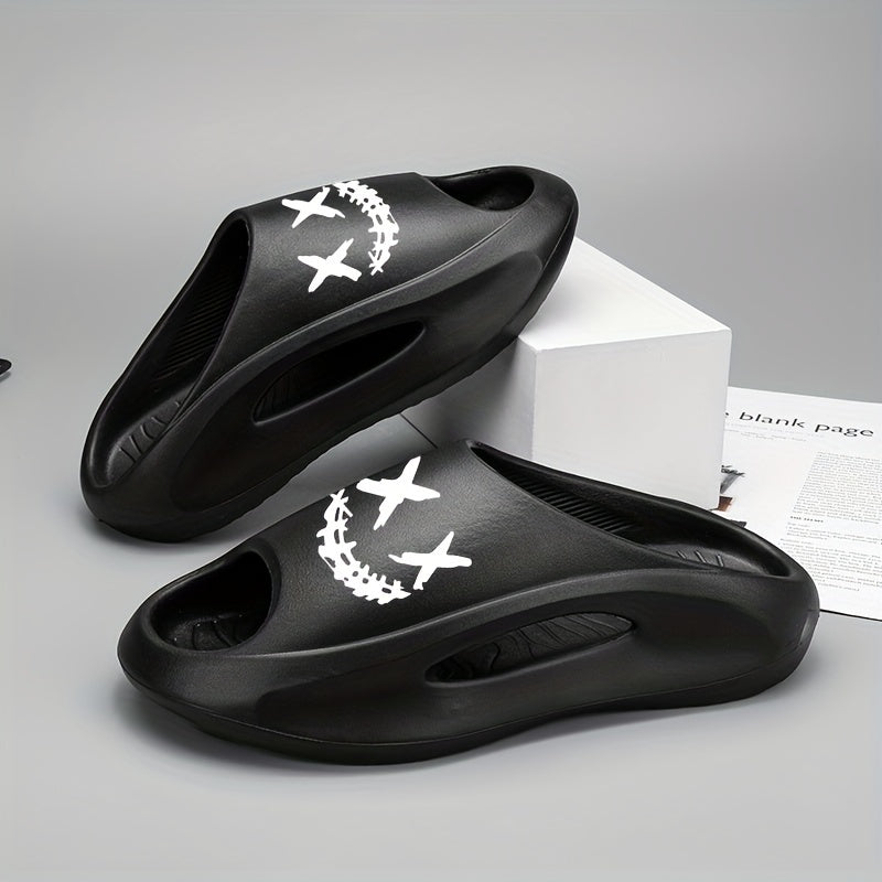Men's Cloud Slides, Casual Non Slip Slippers, Open Toe Shoes For Indoor Outdoor Beach Shower, Spring And Summer