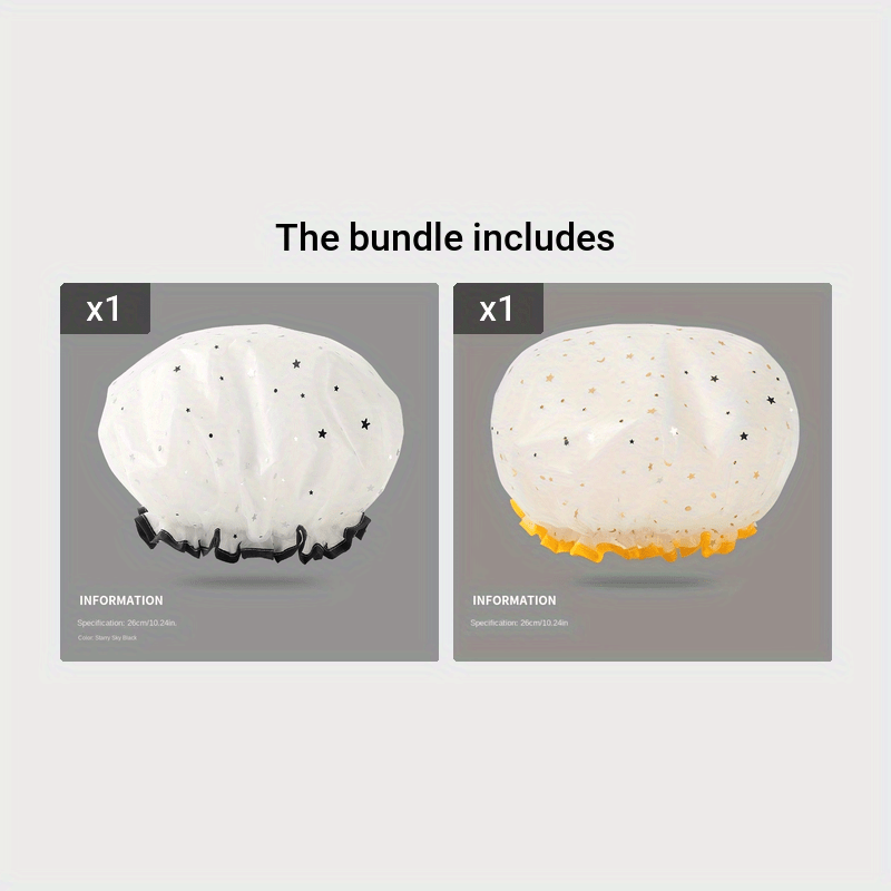 Double Star Shower Cap, Suitable for Long, Short And Curly Hair, Reusable, Ideal for Women, Bathroom Accessories