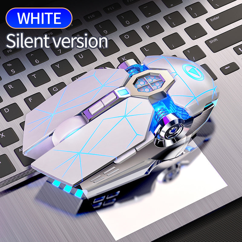 [Silvery Gaming Mouse] Silent Wired Mouse for E-Sports Gaming, Silvery Carved | Macro for Desktops and Laptops, Sound Chicken-Eating Mouse