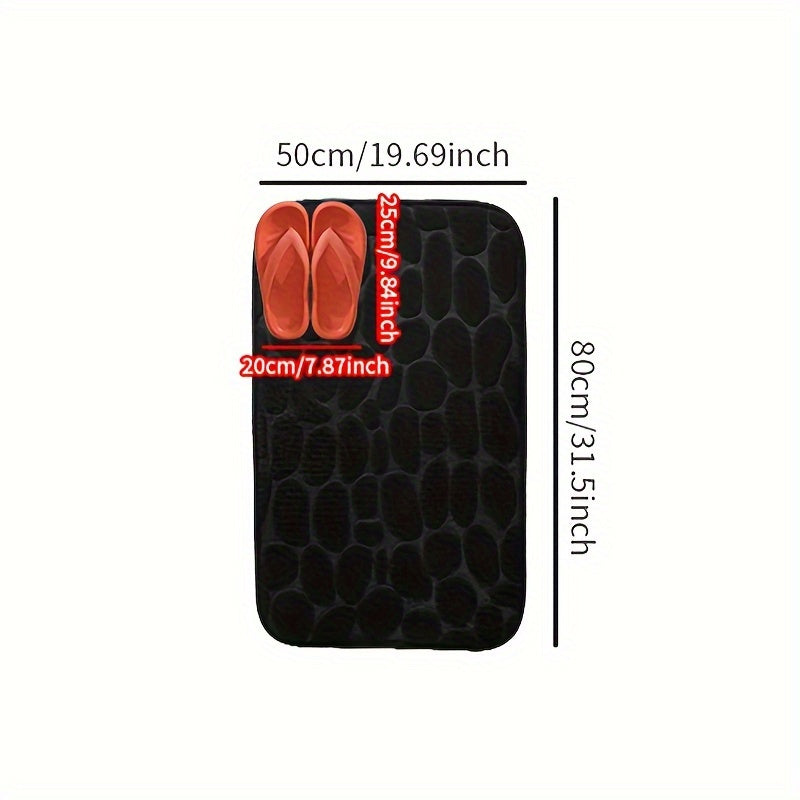 1pc Cobblestone Pattern Bath Rug, Soft Non-Slip Quick Dry Bath Mat, Water Absorbent Shower Carpet For home, Bathroom Accessories, Bathroom Decor, Bathroom decorations, kitchen Area Rugs, Laundry, bedrooom, shower, indoor mat