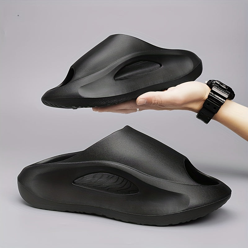 Men's Cloud Slides, Casual Non Slip Slippers, Open Toe Shoes For Indoor Outdoor Beach Shower, Spring And Summer