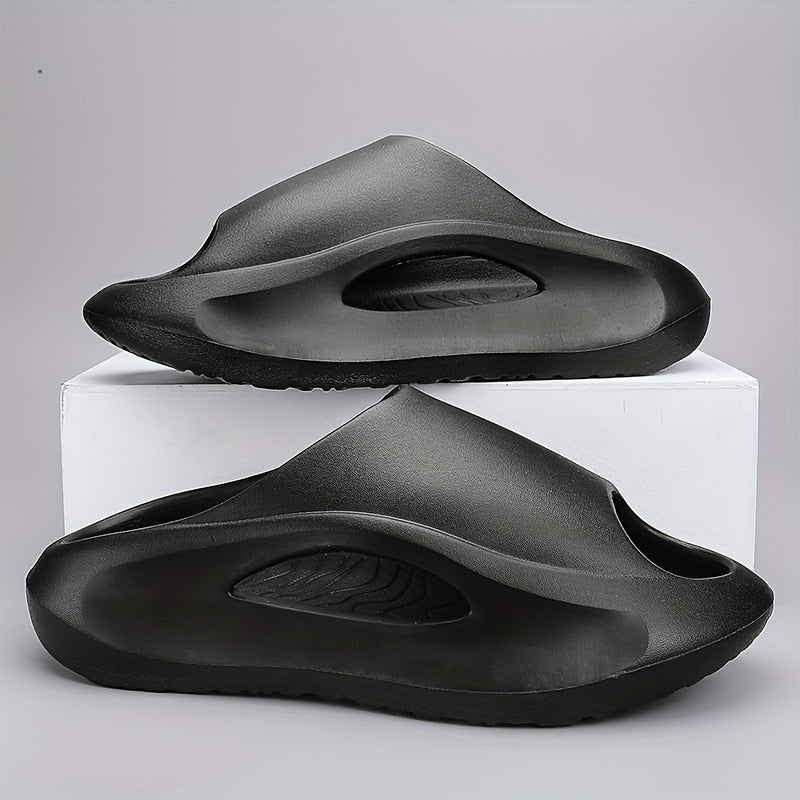 Men's Cloud Slides, Casual Non Slip Slippers, Open Toe Shoes For Indoor Outdoor Beach Shower, Spring And Summer