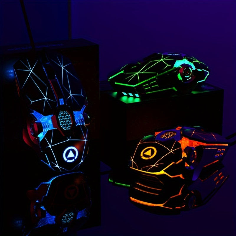 [Silvery Gaming Mouse] Silent Wired Mouse for E-Sports Gaming, Silvery Carved | Macro for Desktops and Laptops, Sound Chicken-Eating Mouse