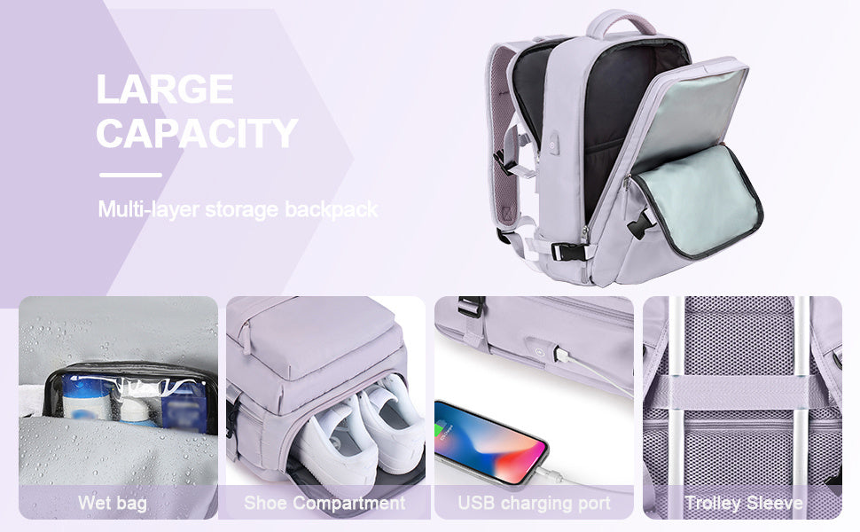 Large Capacity Multifunctional Leisure Backpack for Travel, with Dry Wet Separation Layer and Independent Shoe Compartment, and Anti-Theft Zipper Pocket, Lightweight and Portable, Suitable for Trave