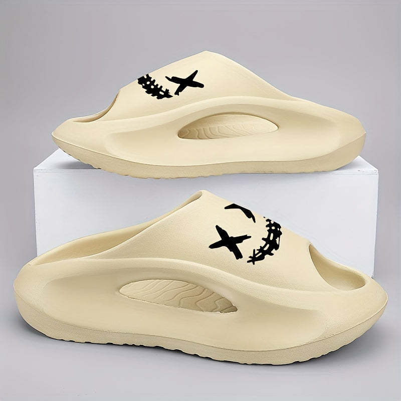 Men's Cloud Slides, Casual Non Slip Slippers, Open Toe Shoes For Indoor Outdoor Beach Shower, Spring And Summer