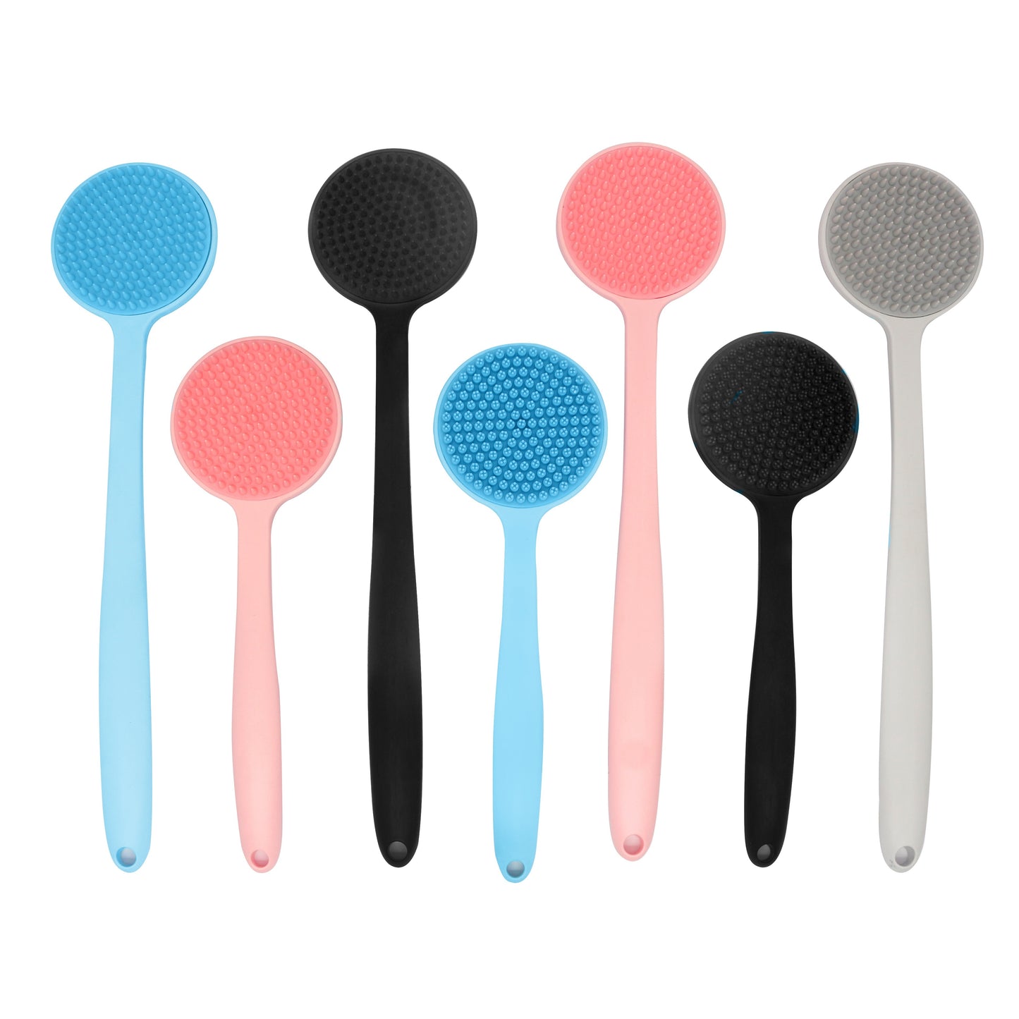 Double-Sided Exfoliating Silicone Back Scrubber with Soft Bristles - Easy-Grip Long Handle for Deep Clean & Revitalization - Ideal Shower Accessory for Men & Women.