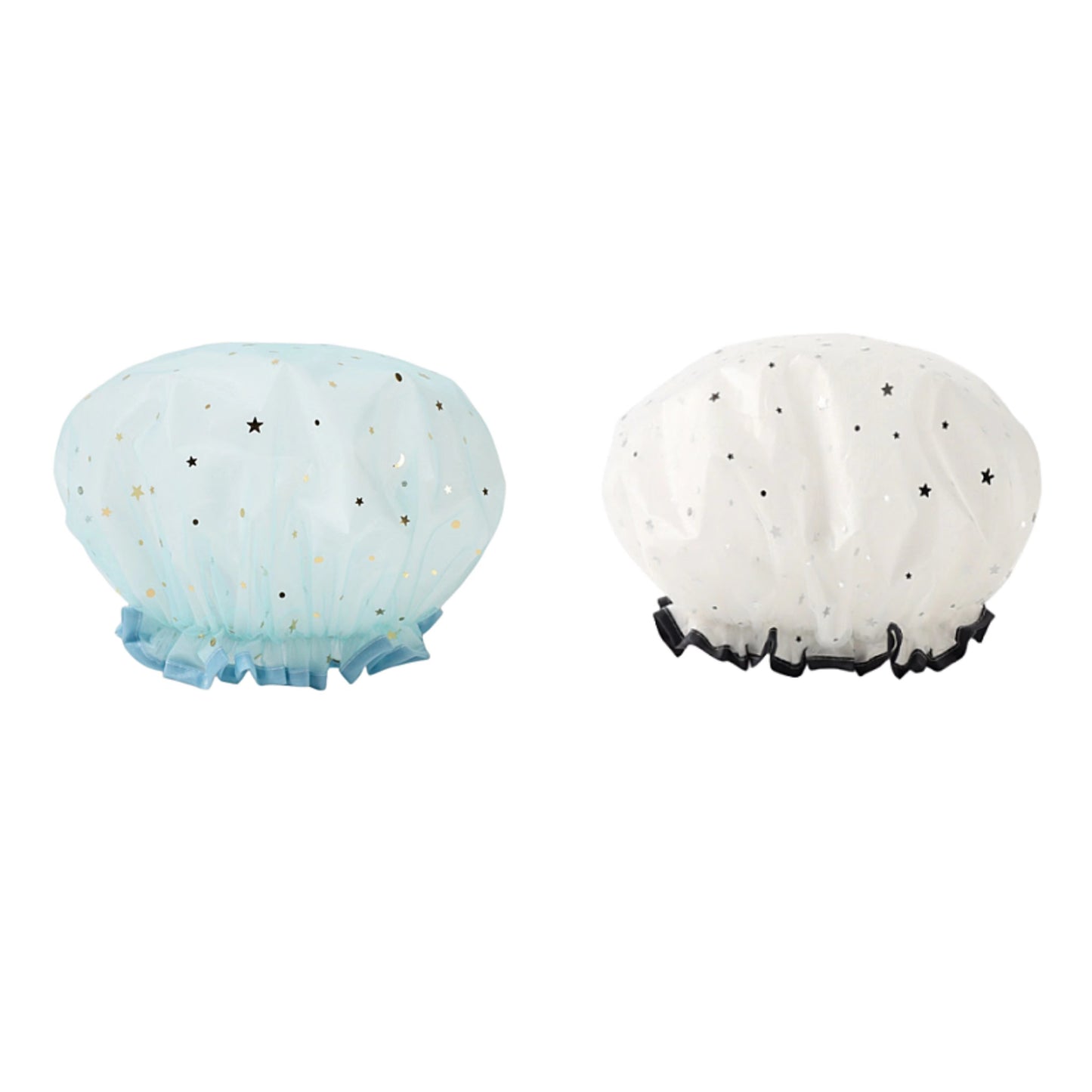 Double Star Shower Cap, Suitable for Long, Short And Curly Hair, Reusable, Ideal for Women, Bathroom Accessories