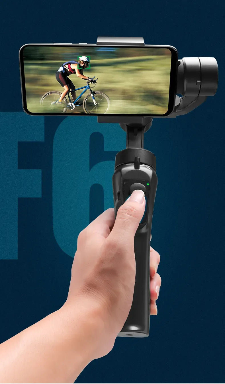 High Quality F6 Gimbal 3 Axis Cell Phone Control Flexible Handheld Camera Video Selfie Stick F6 for Face Tracking Vlog Selfie