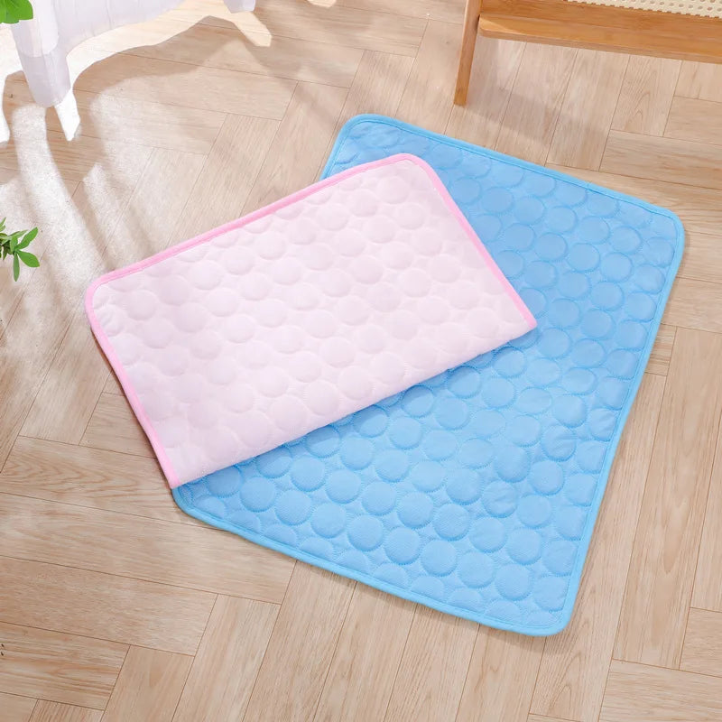 Summer Cooling Pet Mat Gel Ice Pad for Dogs Cats Breathable Soft Kennel Bed Non-Slip Hot Weather Cool Pad Pet Supplies
