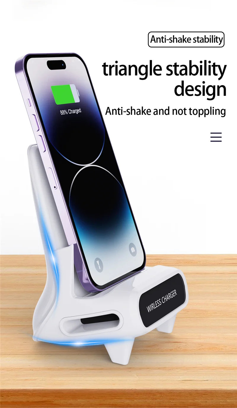 Wireless Charger Stand Pad Desktop Mobile Phone Holder Bracket 15W Fast Charging Station Dock Mount for iPhone Samsung Xiaomi LG