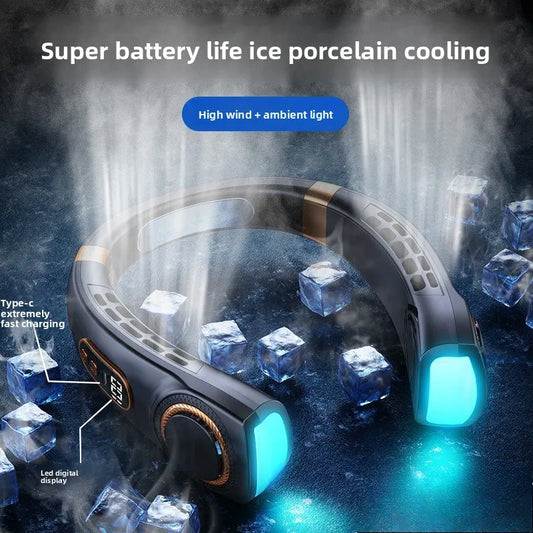 Portable Wearable Neck Fan, USB Rechargeable, Silent and Multifunctional, Perfect for Outdoor Sports and Activities