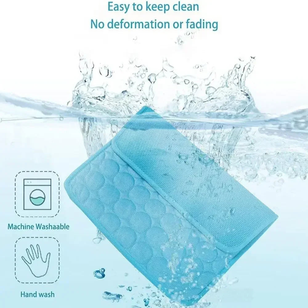 Dog Cooling Pad Ice Silk Fabric Self Cooling Gel Breathable Washable Summer Pet Mat for Dogs Cats Sofa Kennel Bed Comfortable La