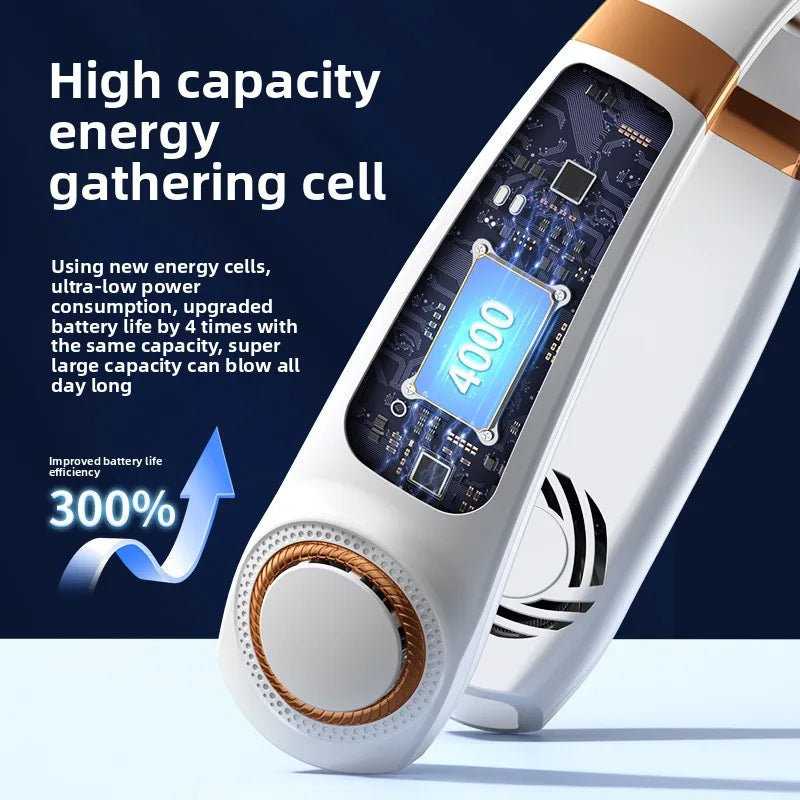 Portable Wearable Neck Fan, USB Rechargeable, Silent and Multifunctional, Perfect for Outdoor Sports and Activities