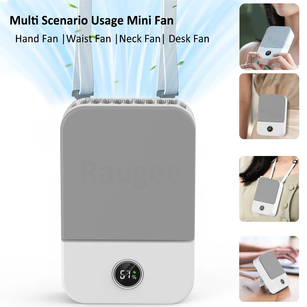 Portable Waist Fan Hanging Neck Fan Mini USB Rechargeable Portable Waist Clip Fan for Outdoor Sports Working Travel Small Fan
