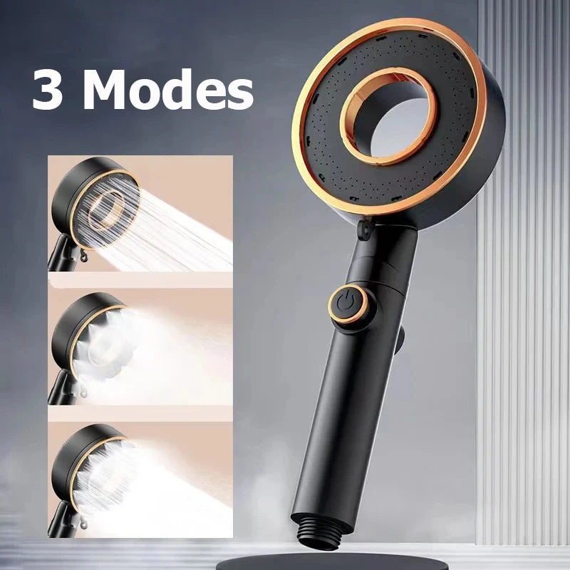High Pressure Shower Head 3 Modes Adjustable Showerheads Water Saving One-Key Stop Water Spray Nozzle Bathroom Faucet Accessorie
