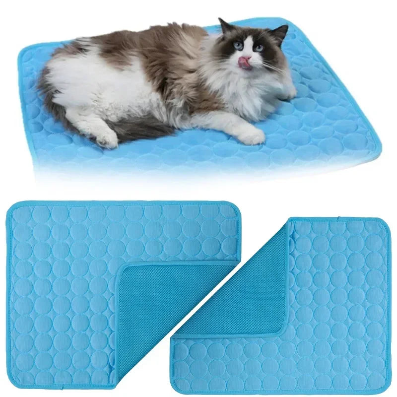 Dog Cooling Pad Ice Silk Fabric Self Cooling Gel Breathable Washable Summer Pet Mat for Dogs Cats Sofa Kennel Bed Comfortable La