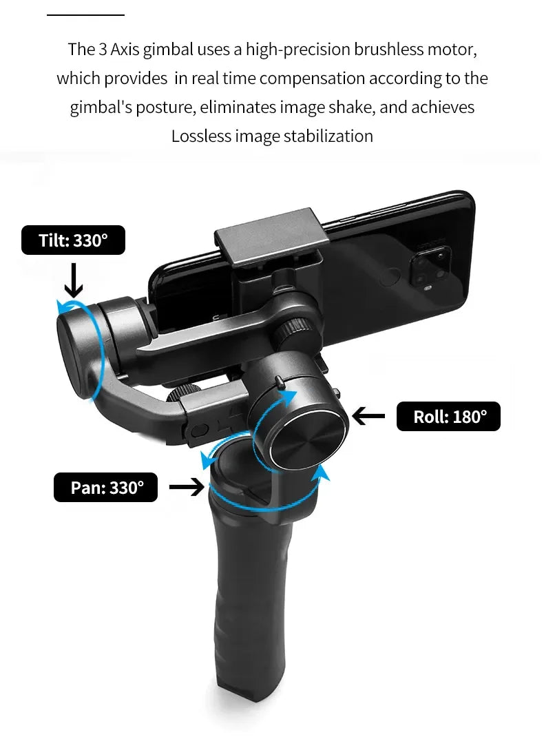 High Quality F6 Gimbal 3 Axis Cell Phone Control Flexible Handheld Camera Video Selfie Stick F6 for Face Tracking Vlog Selfie