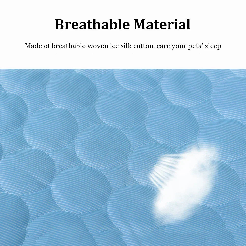 Dog Cooling Pad Ice Silk Fabric Self Cooling Gel Breathable Washable Summer Pet Mat for Dogs Cats Sofa Kennel Bed Comfortable La