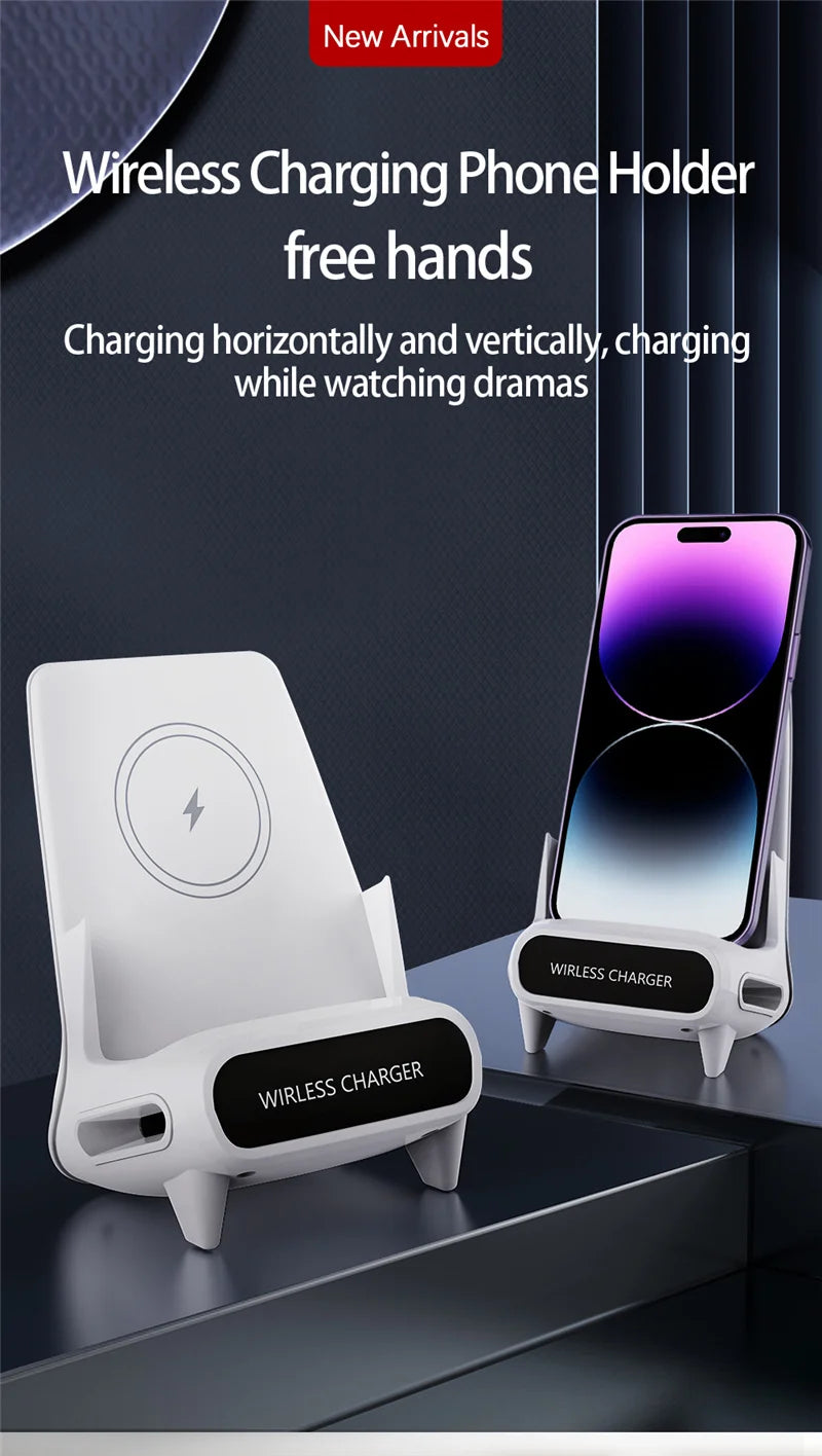 Wireless Charger Stand Pad Desktop Mobile Phone Holder Bracket 15W Fast Charging Station Dock Mount for iPhone Samsung Xiaomi LG