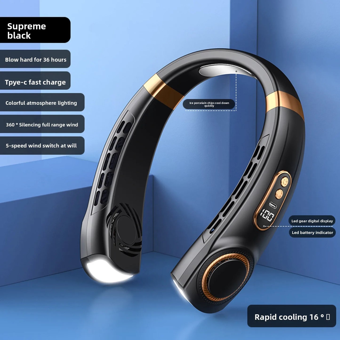 Portable Wearable Neck Fan, USB Rechargeable, Silent and Multifunctional, Perfect for Outdoor Sports and Activities