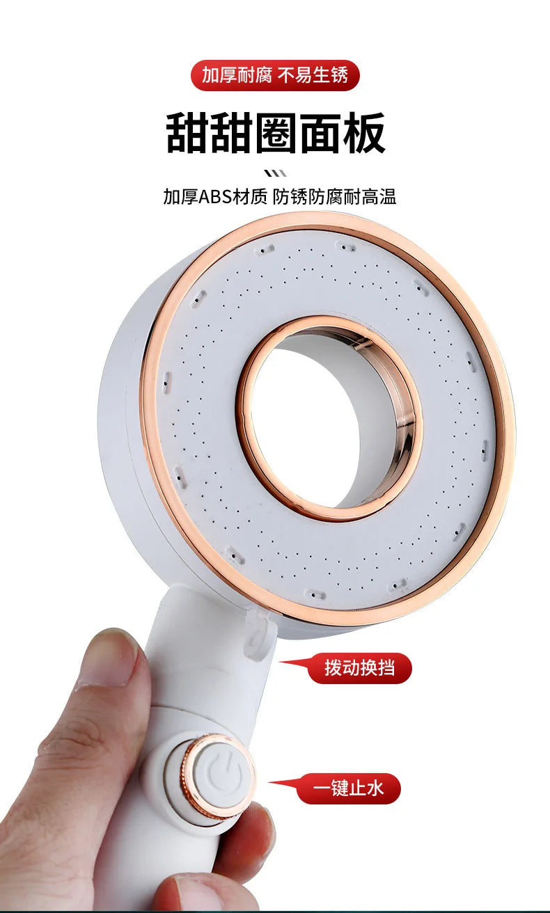 High Pressure Shower Head 3 Modes Adjustable Showerheads Water Saving One-Key Stop Water Spray Nozzle Bathroom Faucet Accessorie