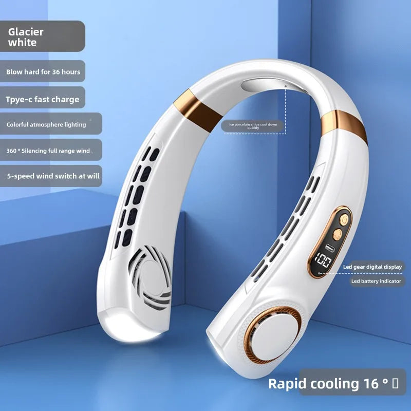 Portable Wearable Neck Fan, USB Rechargeable, Silent and Multifunctional, Perfect for Outdoor Sports and Activities