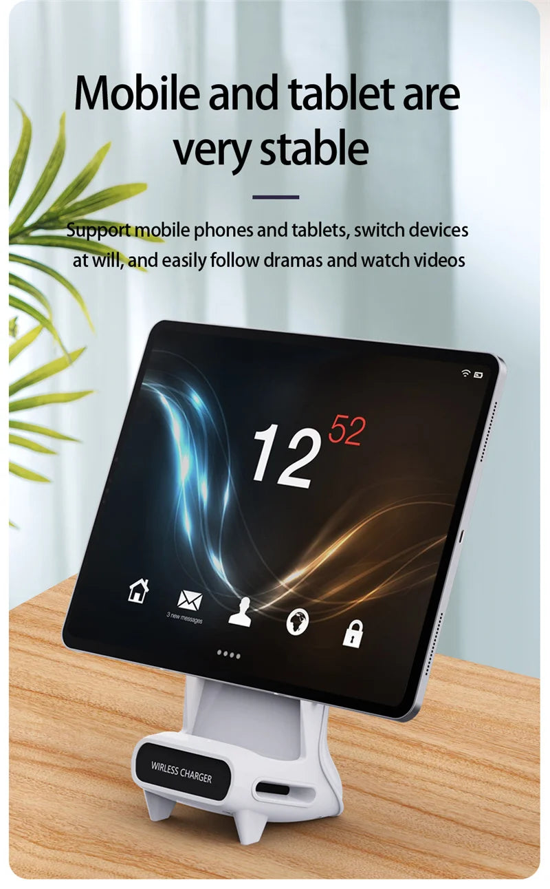 Wireless Charger Stand Pad Desktop Mobile Phone Holder Bracket 15W Fast Charging Station Dock Mount for iPhone Samsung Xiaomi LG