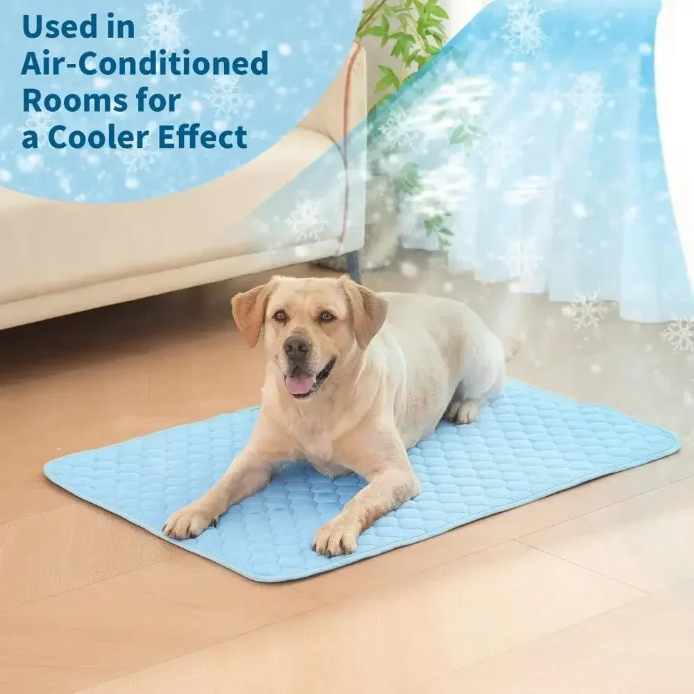 Dog Cooling Pad Ice Silk Fabric Self Cooling Gel Breathable Washable Summer Pet Mat for Dogs Cats Sofa Kennel Bed Comfortable La