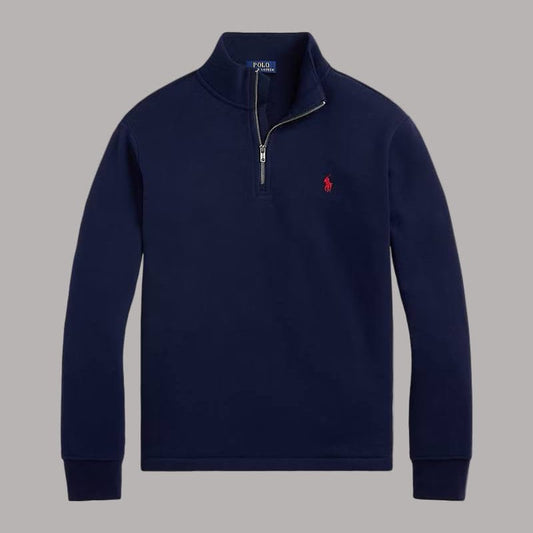 Quarter-Zip Pullover Navy Red Logo