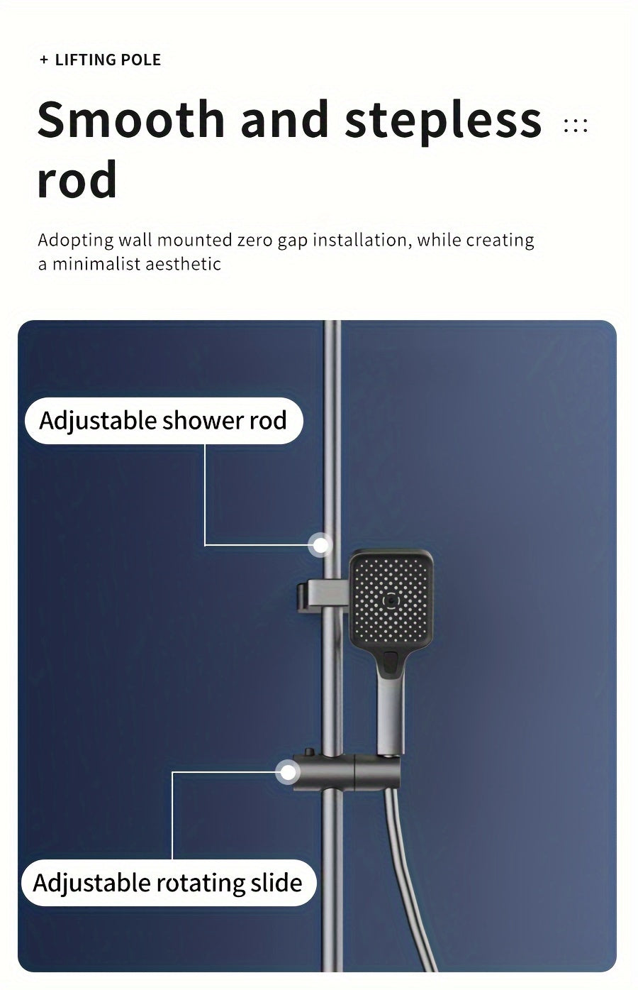 Aluminum Handheld Showerhead with Digital Temperature Display, Wall Mount Square Rainfall Shower Set with Hydroelectric Power, Ambient Lighting, Painted Finish - Water Saving, Increased Pressure Bath Set