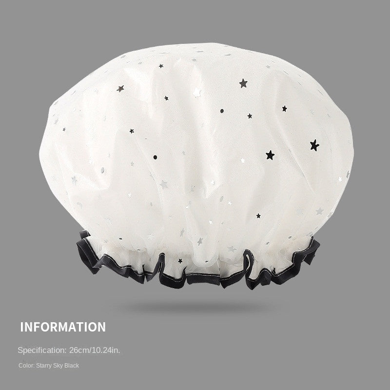 Double Star Shower Cap, Suitable for Long, Short And Curly Hair, Reusable, Ideal for Women, Bathroom Accessories