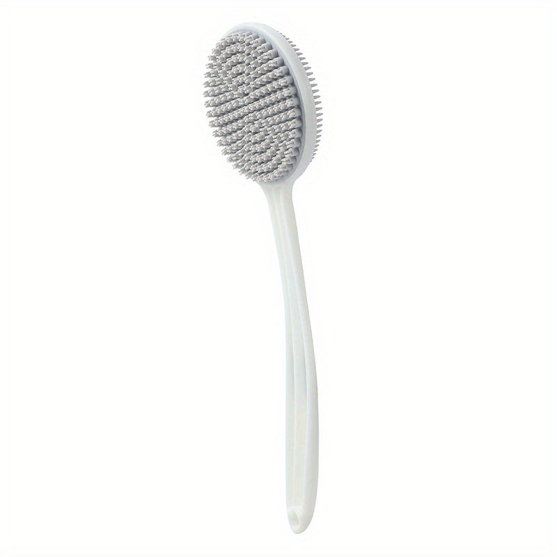 Double-Sided Exfoliating Silicone Back Scrubber with Soft Bristles - Easy-Grip Long Handle for Deep Clean & Revitalization - Ideal Shower Accessory for Men & Women.