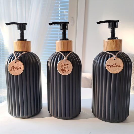 3pcs 500ml Soap Dispenser With Tag, Letter Graphic Lotion Dispenser, Empty Shower Soap Bottles Dispenser With Pump For Shampoo Body Wash Conditioner, Bathroom Supplies, Bathroom Organizers & Storage, Home Decor, Furniture For