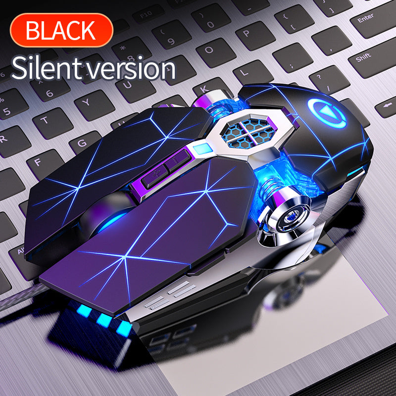 [Silvery Gaming Mouse] Silent Wired Mouse for E-Sports Gaming, Silvery Carved | Macro for Desktops and Laptops, Sound Chicken-Eating Mouse
