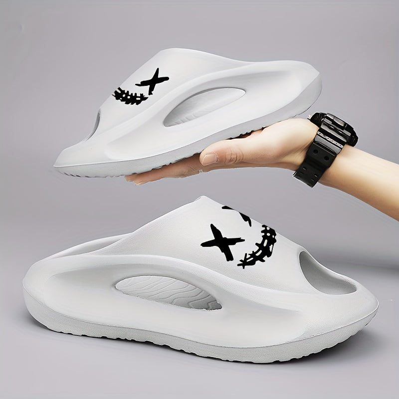 Men's Cloud Slides, Casual Non Slip Slippers, Open Toe Shoes For Indoor Outdoor Beach Shower, Spring And Summer