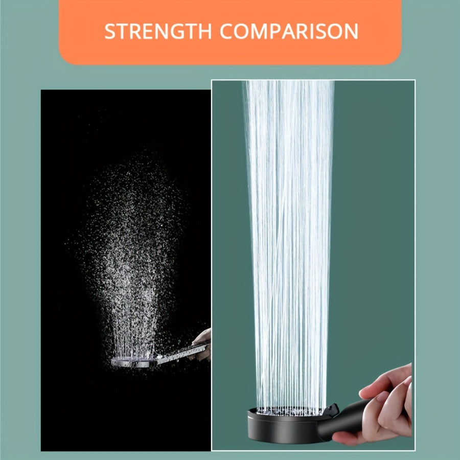 5-Mode Multifunctional High-Pressure Water Saving Shower Head, Handheld Unscented Strong Boost Showerhead with Power Supply, Bathroom Accessory without Battery - 1PC