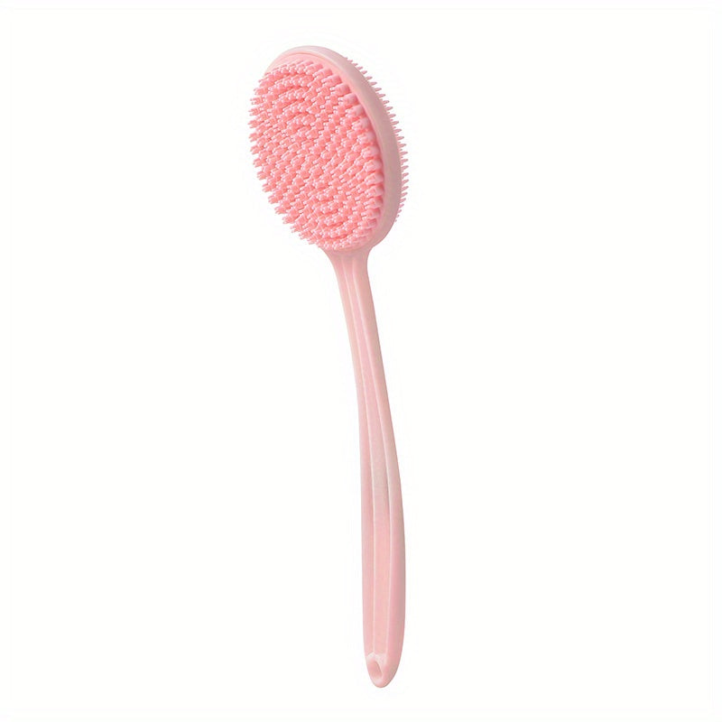 Double-Sided Exfoliating Silicone Back Scrubber with Soft Bristles - Easy-Grip Long Handle for Deep Clean & Revitalization - Ideal Shower Accessory for Men & Women.