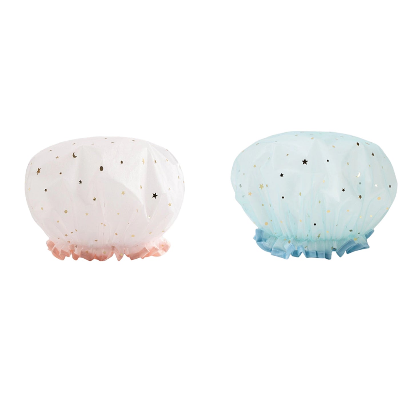 Double Star Shower Cap, Suitable for Long, Short And Curly Hair, Reusable, Ideal for Women, Bathroom Accessories
