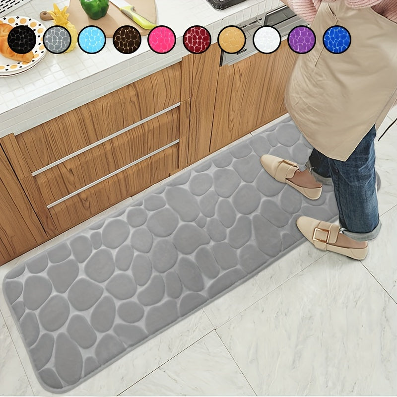 1pc Cobblestone Pattern Bath Rug, Soft Non-Slip Quick Dry Bath Mat, Water Absorbent Shower Carpet For home, Bathroom Accessories, Bathroom Decor, Bathroom decorations, kitchen Area Rugs, Laundry, bedrooom, shower, indoor mat