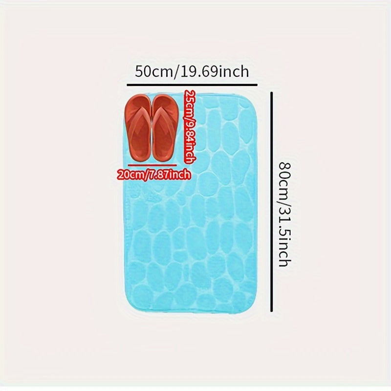 1pc Cobblestone Pattern Bath Rug, Soft Non-Slip Quick Dry Bath Mat, Water Absorbent Shower Carpet For home, Bathroom Accessories, Bathroom Decor, Bathroom decorations, kitchen Area Rugs, Laundry, bedrooom, shower, indoor mat